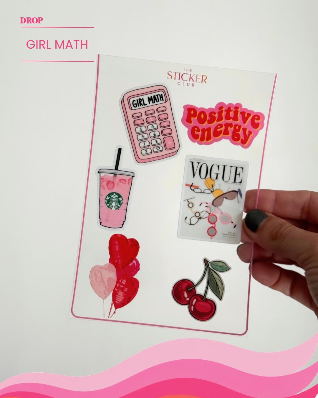 Plancha de stickers GIRL MATH