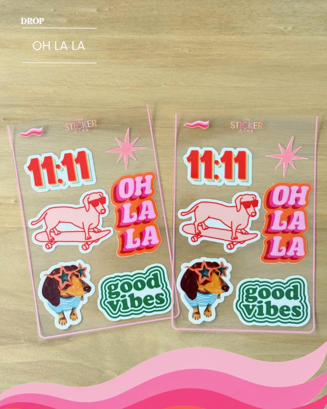 Plancha de stickers OH LA LA